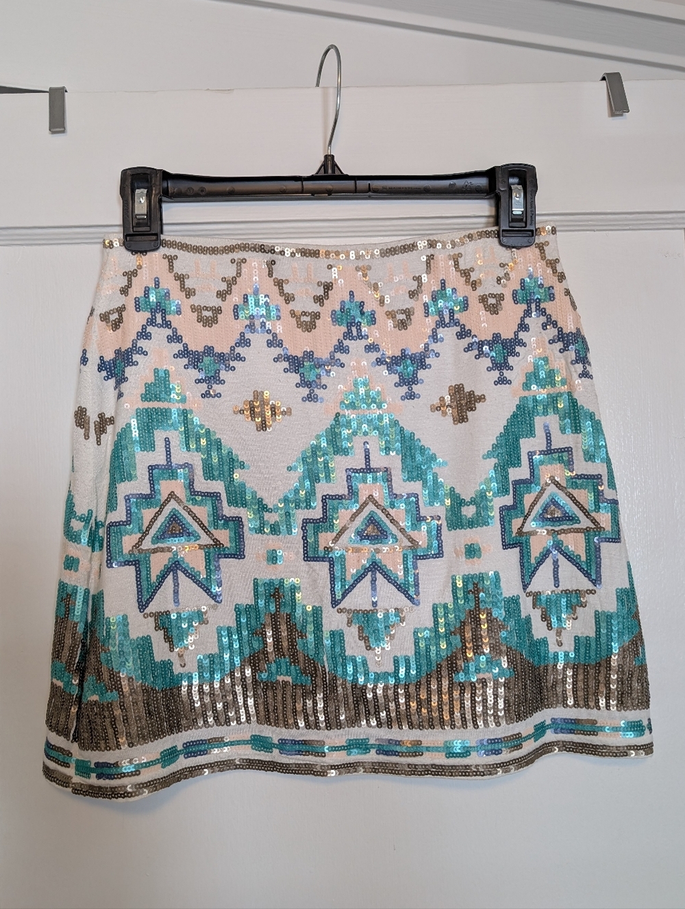 miami Sequin Aztec-style Mini Skirt - Size Small